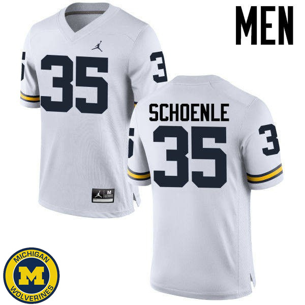 Men Michigan Wolverines #35 Nate Schoenle White College Game Football Jersey